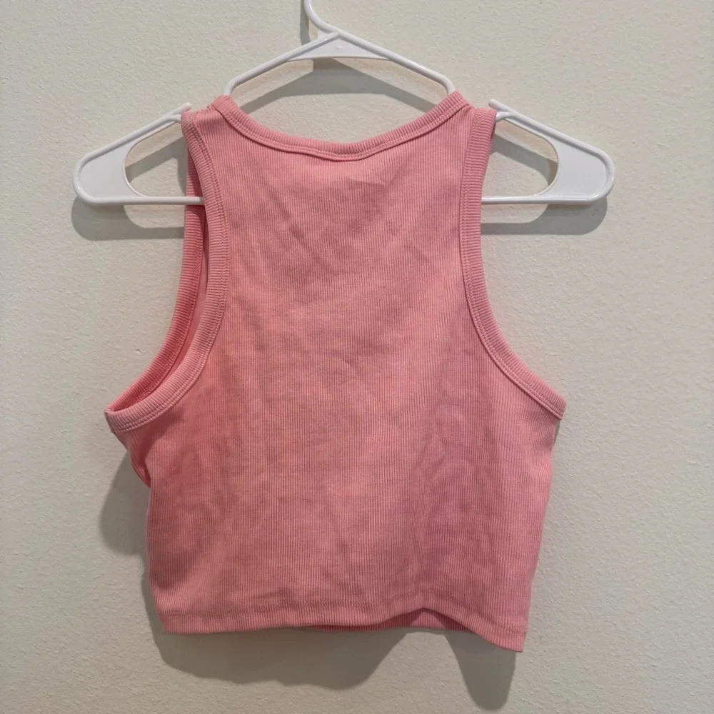 SET of TWO NWT H&M Pink and Blue Ribbed Crop Tops - Picture 5 of 10
